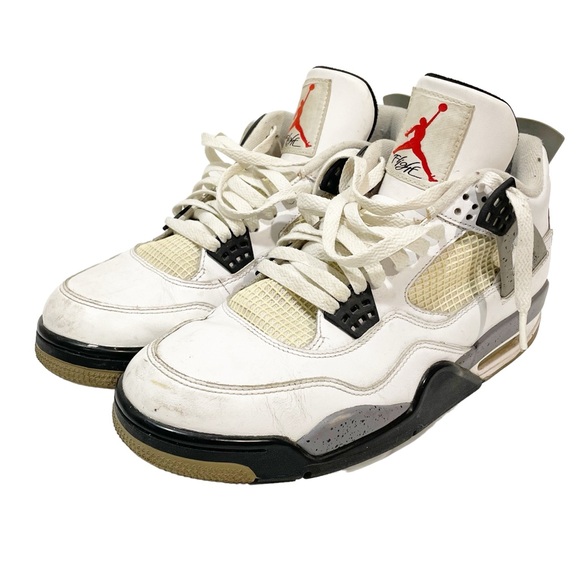 Nike Mens Size 10 Air Jordan 4 Retro White‎ Cement Basketball Shoes Sneakers